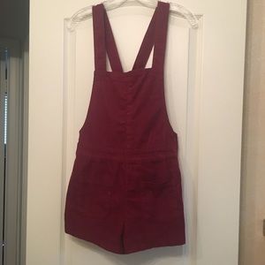 Red corduroy overalls